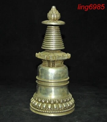 Antiguo templo budista tibetano plata tibetana Buda estupa pagoda torre estatua Foto 1 de 4