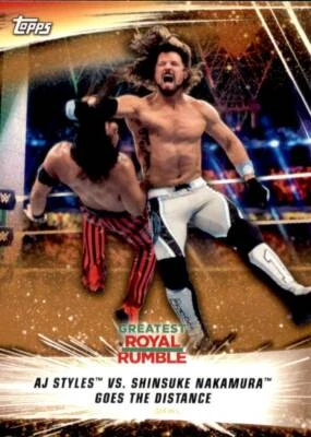 2019 Topps WWE Summerslam Bronze 59 AJ Styles vs Shinsuke Nakamura Goes Distance - Image 1 of 2