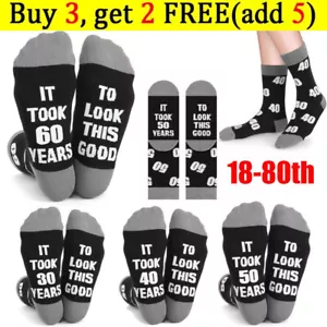 It Took 18-80 Years-18-80th Birthday Socks-Printed Men's and Ladies Novelty GIFT - Picture 1 of 42