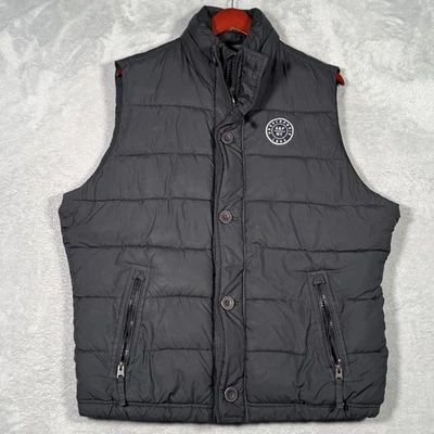 Chaleco Abercrombie & Fitch Para Hombres XL Negro Acolchado con Cremallera Sin Mangas a Presión Foto 1 de 4