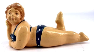 Kreidekleidung Pin Up Girl Figuren große schöne Frau im Badeanzug 4,5" MÄNGEL - Bild 1 von 8