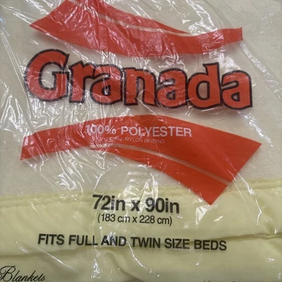 VTG Granada Yellow Blanket Full Twin 72x90" Polyester Nylon Satin Trim NEW NOS - Image 1 of 4