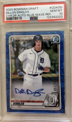 2020 Bowman Draft-Chrome D.P Auto Dillon Dingler #CDADD Blue Wave Refractor /150 - Image 1 of 2
