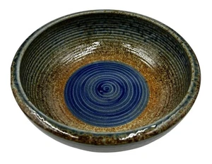 Aoi Nagashi Japan Blue & Brown Ceramic Pottery Bowl 9 X 3.5 Signed Distinctive - Picture 1 of 9
