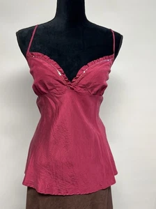 Y2K 100% Silk Babydoll Camisole Tank Top Sz 16 Sequin Fairy Grunge Whimsigoth - Picture 1 of 9