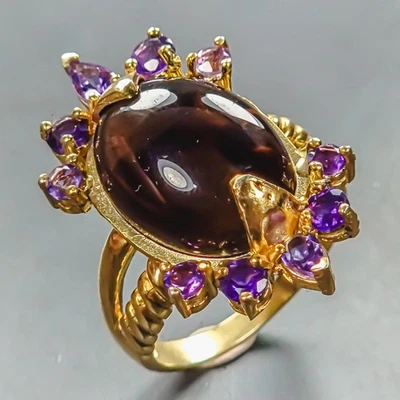 Joyería Anillo Cuarzo Ahumado Natural Plata de Ley 925 Talla 9/R446740 Foto 1 de 4