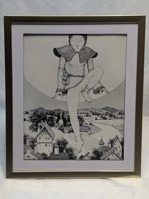 Impresión de bellas artes Maxfield Parrish El hombre en la luna 1900 matrícula vintage Foto 1 de 4