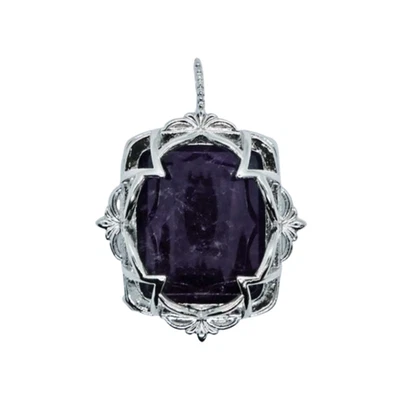 Amethyst Oval Pendant Necklace, Crystal Healing Jewellery — 第 1/4 张图片