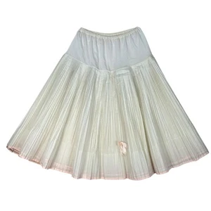 Vtg Pleated Petticoat Skirt Size Med Midi Indie Boho Girlcore Coquette 50s 60s - Picture 1 of 8