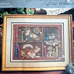 Vintage 1999 Heritage Collection by Elsa Williams Bookends Cross Stitch new - Picture 1 of 3