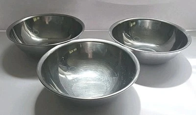 Small Stainless Steel Bowls Holds 2.5 Cups 2" Tall 6.75" Round Set Of 3 - Image 1 of 4