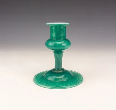 Antique Gray-Stan Scottish Glass - Mottled Green Candlestick - Art Deco - Image 1 of 4