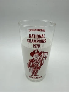 Cornhuskers de vidrio Harry Husker campeones nacionales de fútbol de Nebraska 1970 vintage - Imagen 1 de 5