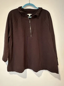 Terra & Sky schwarzer Damenpullover Sweatshirt mit Viertelreißverschluss Größe 2X - Bild 1 von 5