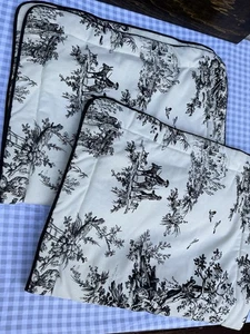 Thomasville - Set Of 2King Pillow Sham Black/Ivory Toile Cottage Country French - Picture 1 of 7