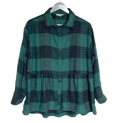 Camisa de franela American Eagle XS de gran tamaño verde negro búfalo a cuadros bebé muñeca Foto 1 de 4