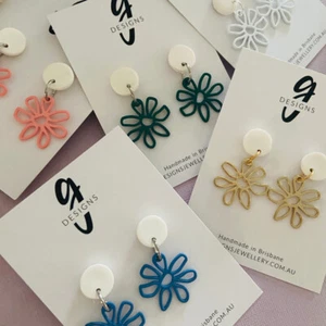 Statement Earrings - FLOWER POWER METALS - You Choose Colour - Picture 1 of 14