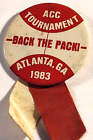 VINTAGE 1983 ACC TOURNAMENT ATLANTA GA BACK THE PACK N.C. STATE WOLFPACK PINBACK