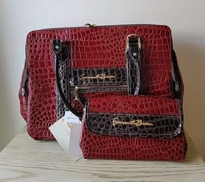 Samantha Brown 16" Faux Croc Computer Travel Bag Carry on W/Matching Makeup Bag - Picture 1 of 9