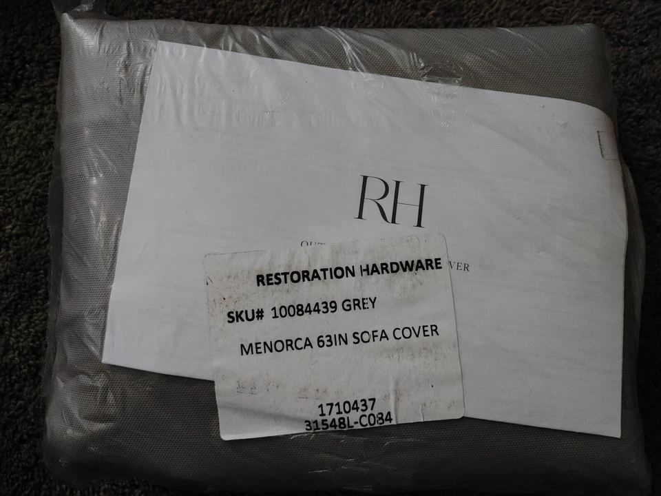 Restoration Hardware Outdoor Menorca Sectional - 63 inch Sofa Cover - Grey - Image 1 of 1