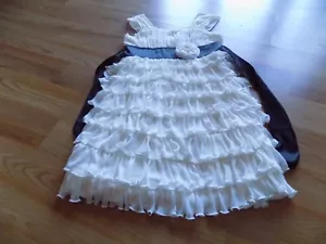 Girls Size 8 My Michelle White Tiered Ruffle Dress with Black Satin Trim EUC - Picture 1 of 7