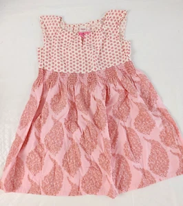 Gymboree Girls Sun Dress Boat Neck Raglan Cap Slv Smock Elastic Pink Sz 6 #15317 - Picture 1 of 4