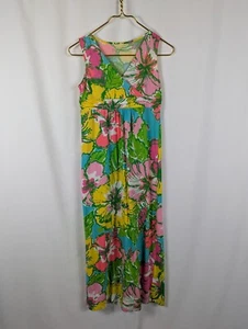 Lilly Pulitzer Sleeveless Maxi Dress Floral Tropical Floral Pink Yellow Girls XL - Picture 1 of 6