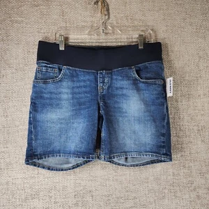 Old Navy Maternity Jean Shorts Womens 8 Blue Straight Front Low Panel Pocket NEW - Picture 1 of 10