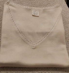 CANOTTA DONNA SPALLA LARGA MAGLIETTA INVERNO LANA COTONE PIZZO AZIRO ESSENTIALS - Foto 1 di 19