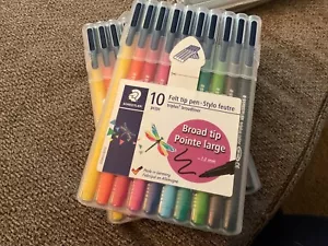Staedtler Broadliner 1,0 mm Filz breite Spitze 10 Stifte Set brillante helle Farben NEU - Bild 1 von 1