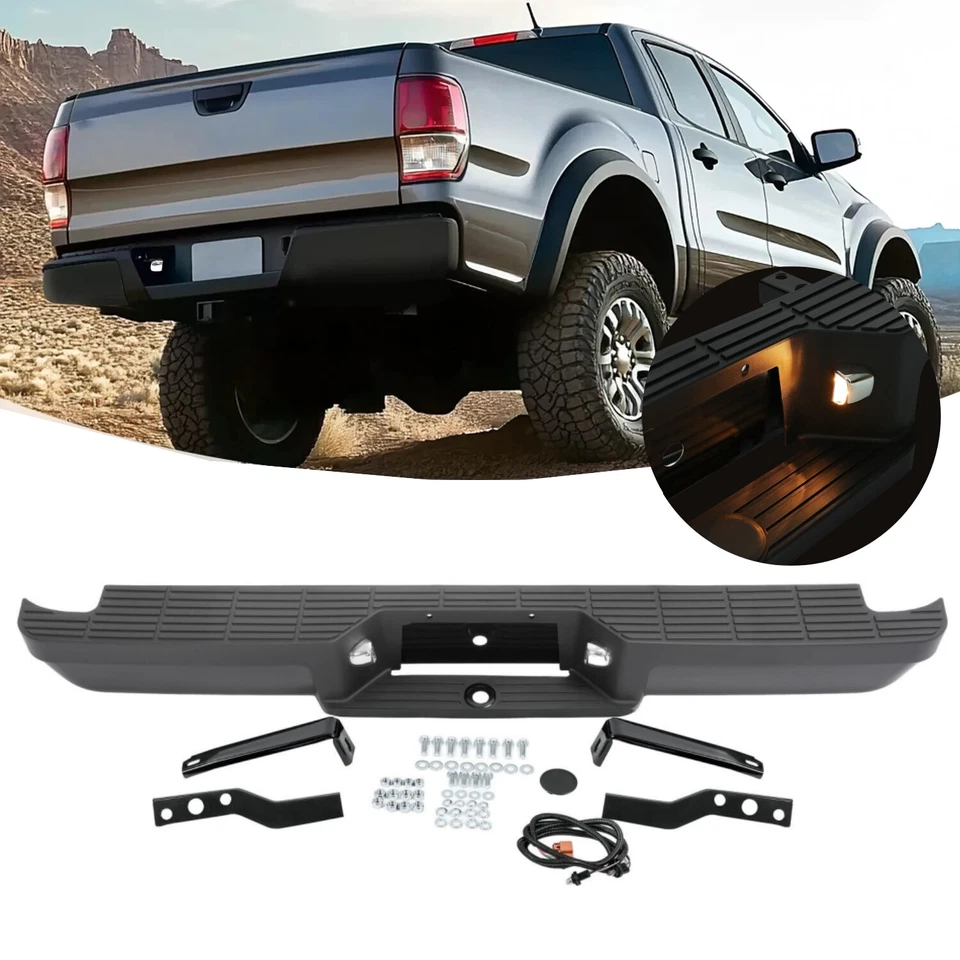 Black Complete Rear Step Bumper For 1993-2011 Ford Ranger Fleetside/Styleside - Image 1 of 4