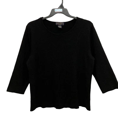 Blusa suéter feminina Laura Scott malha com nervuras tamanho 20W preta elástica metálica - Imagem 1 de 4