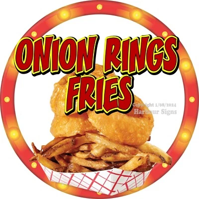 HARBOUR SIGNS Onion Rings Fries DECAL Concession Food Truck Vinyl Sticker Circle c2