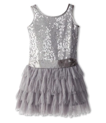 Biscotti Girls Silver Sequin Tulle Holiday Dress Sz 6 - Image 1 of 4