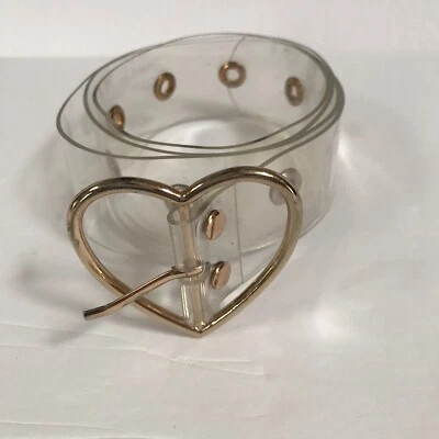 乙烯基皮带透明金色心形金属扣女式时尚Y2K垃圾情人节 — 第 1/4 张图片