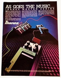 IBANEZ~ELECTRIC GUITAR MASTER EFFECT PEDALS~1985 PROMO AD ADVERT POSTER PINUP - Picture 1 of 1