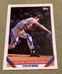 1993 Topps SIGNED Autographed Russ Springer NY YANKEES #686 Baseball Card