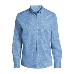 Camisa abotonada George para hombre TALLA 3XL 54-56 azul geo manga larga popelina - Imagen 1 de 5