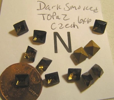 Vtg 6x6 Square Gold F UNF Pointed back & Flat Rhinestone Jewelry Repair Lot 1202 - Image 1 of 4