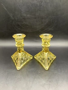 Set 2 portacandele Tiara Indiana vetro giallo nebbia costellazione anni '70 - Foto 1 di 9