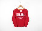 Womens Diesel Red Round Neck Spellout Long Sleeve Cotton T-Shirt Top Size S