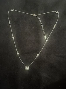 15.5”-17.5” Adjustable Sterling Crystal Choker Necklace - Picture 1 of 7