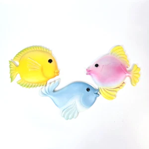 Set of 3 Colorful Resin Tropical Fish Wall Hangers - Picture 1 of 7