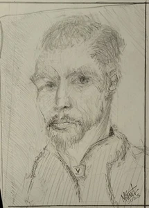 Vincent Van Gogh Drawing Portrait Original Sketch Cartoon handmade signed M Krav - Picture 1 of 6