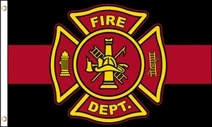 Fire Department Thin Red Line Flag 3x5 ft Maltese Cross Firemen Fireman Memorial - Picture 1 of 2