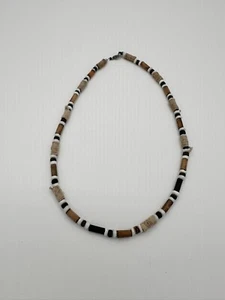 Brown bead and rope necklace with claps hooking - 19" - Picture 1 of 3