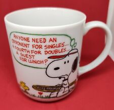 Snoopy Peanuts Woodstock Coffee Mug Tennis VTG 1958-1965 MINT!