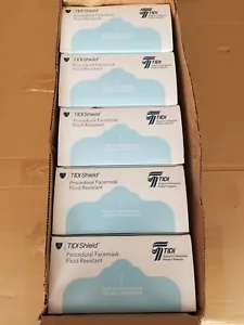 TIDI Shield Fluid-Resistant Procedural Facemask - Blue, Level 2 - Box of 500 NEW - Picture 1 of 9