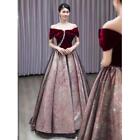 Womens Off Shoulder Two Tone Bowtie Flared Evening Dress Cocktail Prom Bride Bes