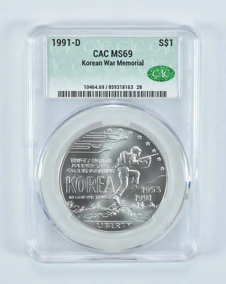 1991-D Korea Commemorative Silver Dollar MS69 CAC - Image 1 of 4